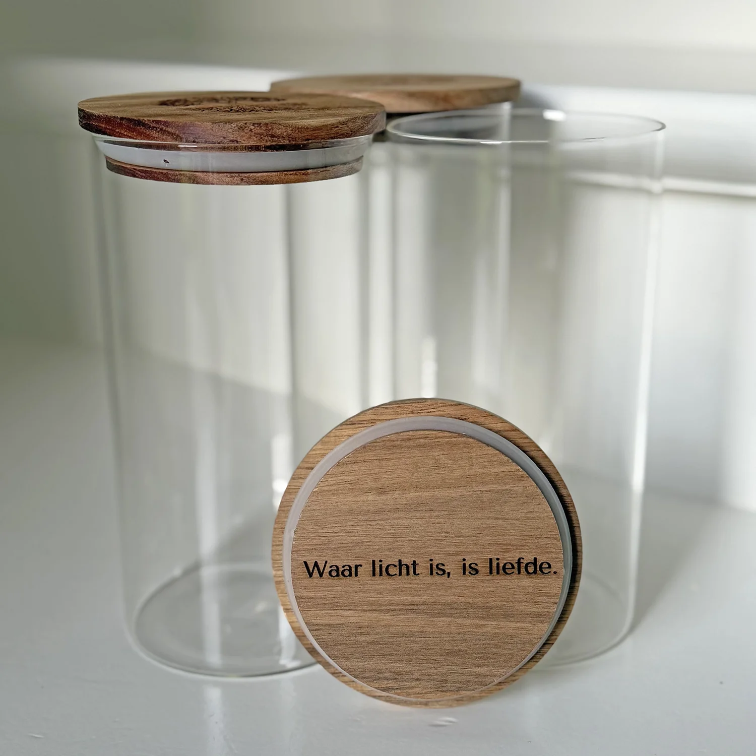 Árbol Voorraadpot - Glas & Natuurlijk Hout - Afbeelding 2