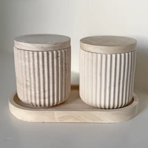 Duo set potjes met deksel (klein) - Pure Stone